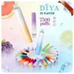 DIYA 叮啞 7500口 拋棄式電子煙 | 13ml 透明油倉 | 1.2Ω 網狀線圈 7-11 貨到付款